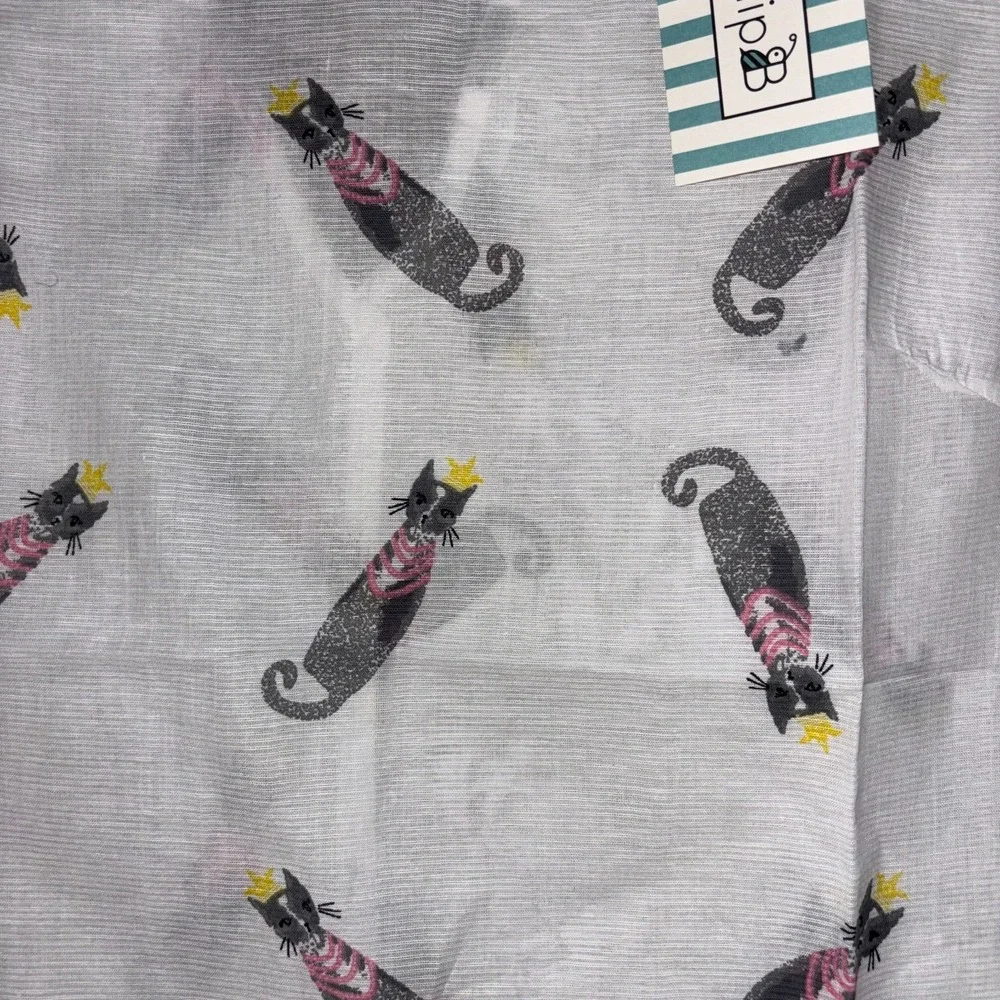 Tulip B Tank Top Womens‎ Medium White Cat Queen Princess Print Cotton Button Up